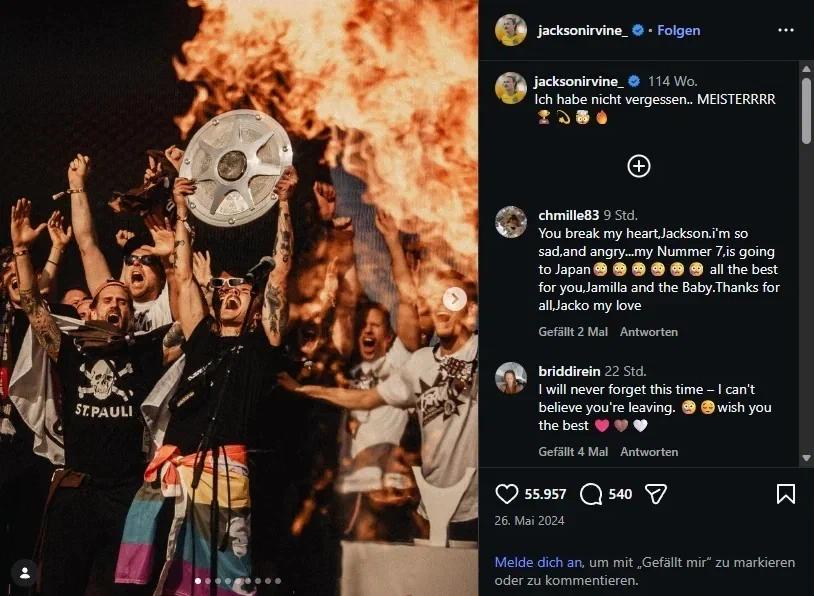 Screenshot des Instagram-Beitrags von @jacksonirvine_